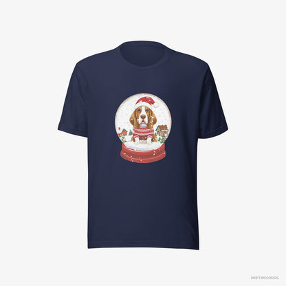 Basset Hound Encased in a Christmas Snow Globe Navy T-Shirt