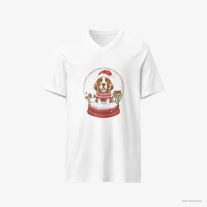 Basset Hound Encased in a Christmas Snow Globe White T-Shirt