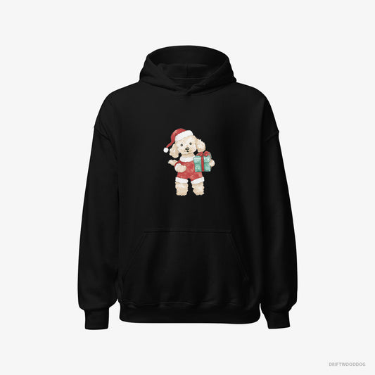 Adorable Poodle in a Santa Costume – Women's Hoodie Black – Classic