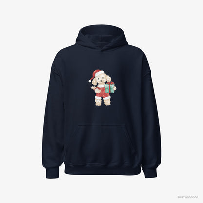 Poodle in a Santa Costume Navy Hoodie