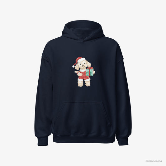 Adorable Poodle in a Santa Costume – Men's Hoodie Navy – Classic