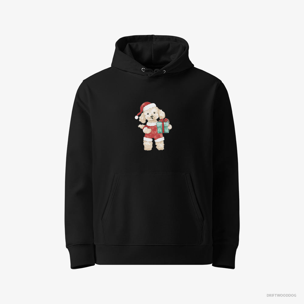 Adorable Poodle in a Santa Costume – Women's Hoodie Black Eco – Eco-Friendly