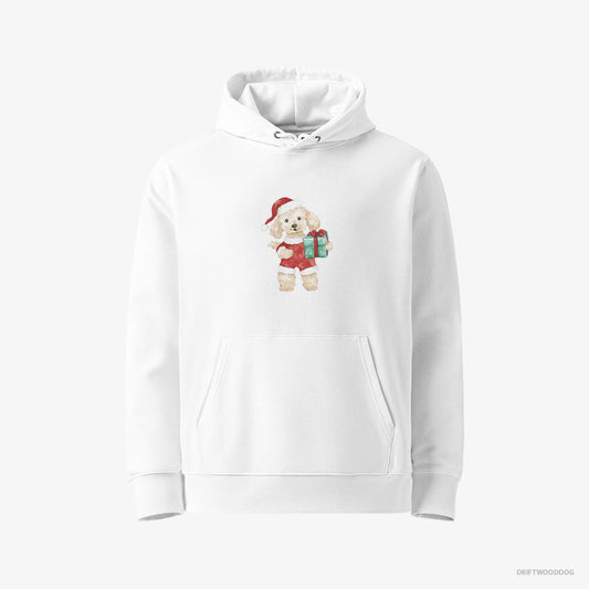 Adorable Poodle in a Santa Costume – Men's Hoodie White Eco – Eco-Friendly