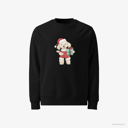 Poodle Sweatshirt – Men Black Sweatshirt Classic – in a Santa Costume (on White Background)