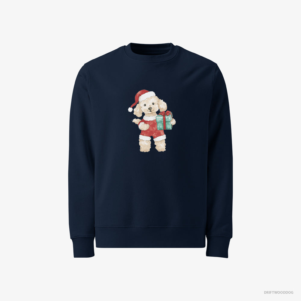 Poodle Sweatshirt – Men Navy Sweatshirt Classic – in a Santa Costume (on White Background)