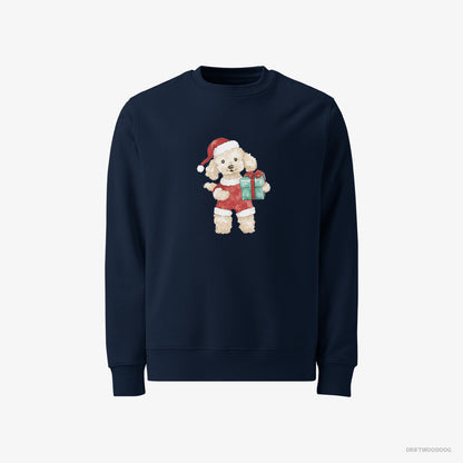 Poodle in a Santa Costume Navy Sweatshirt