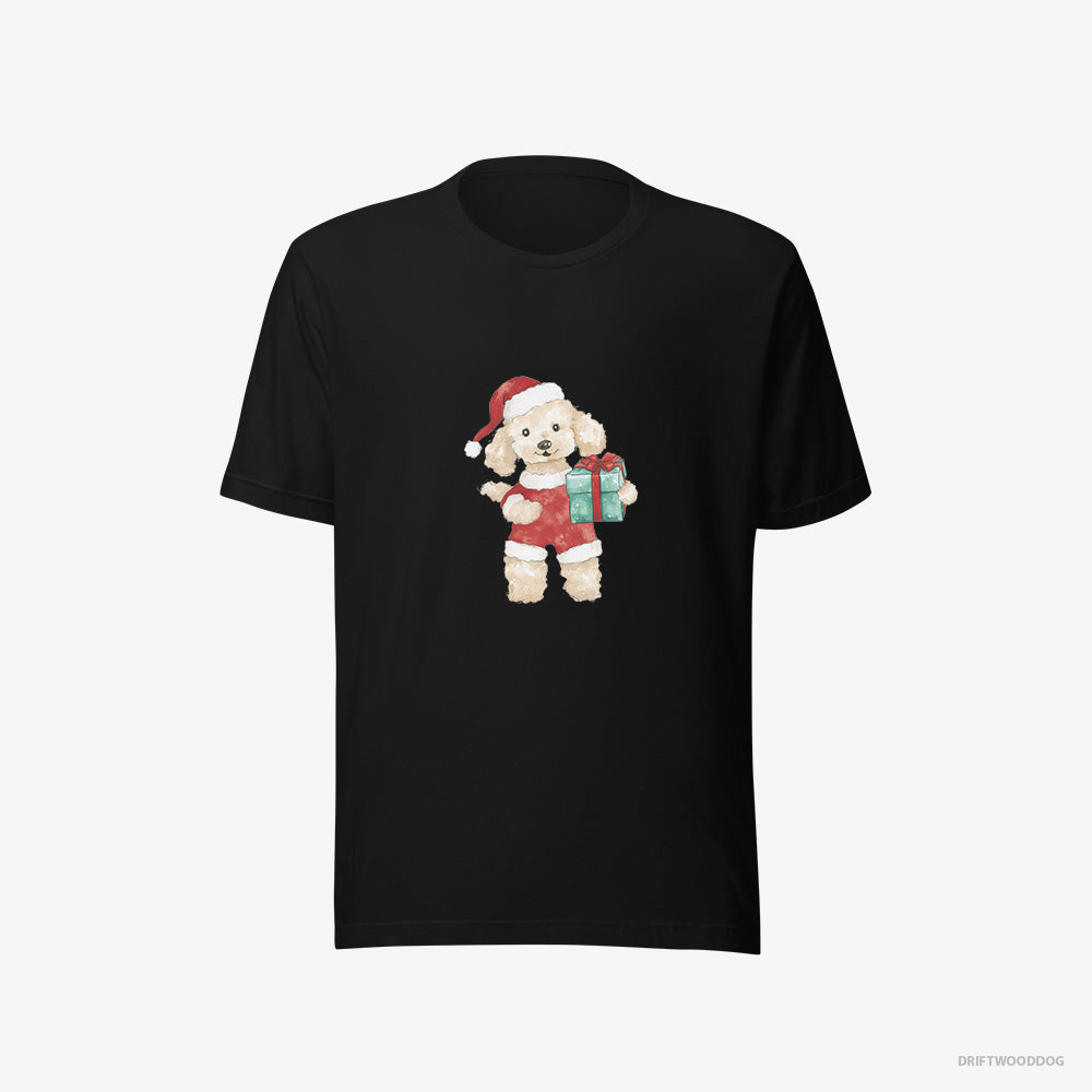 Poodle T-Shirt – Men Black T-Shirt Eco-Friendly – in a Santa Costume (on White Background)