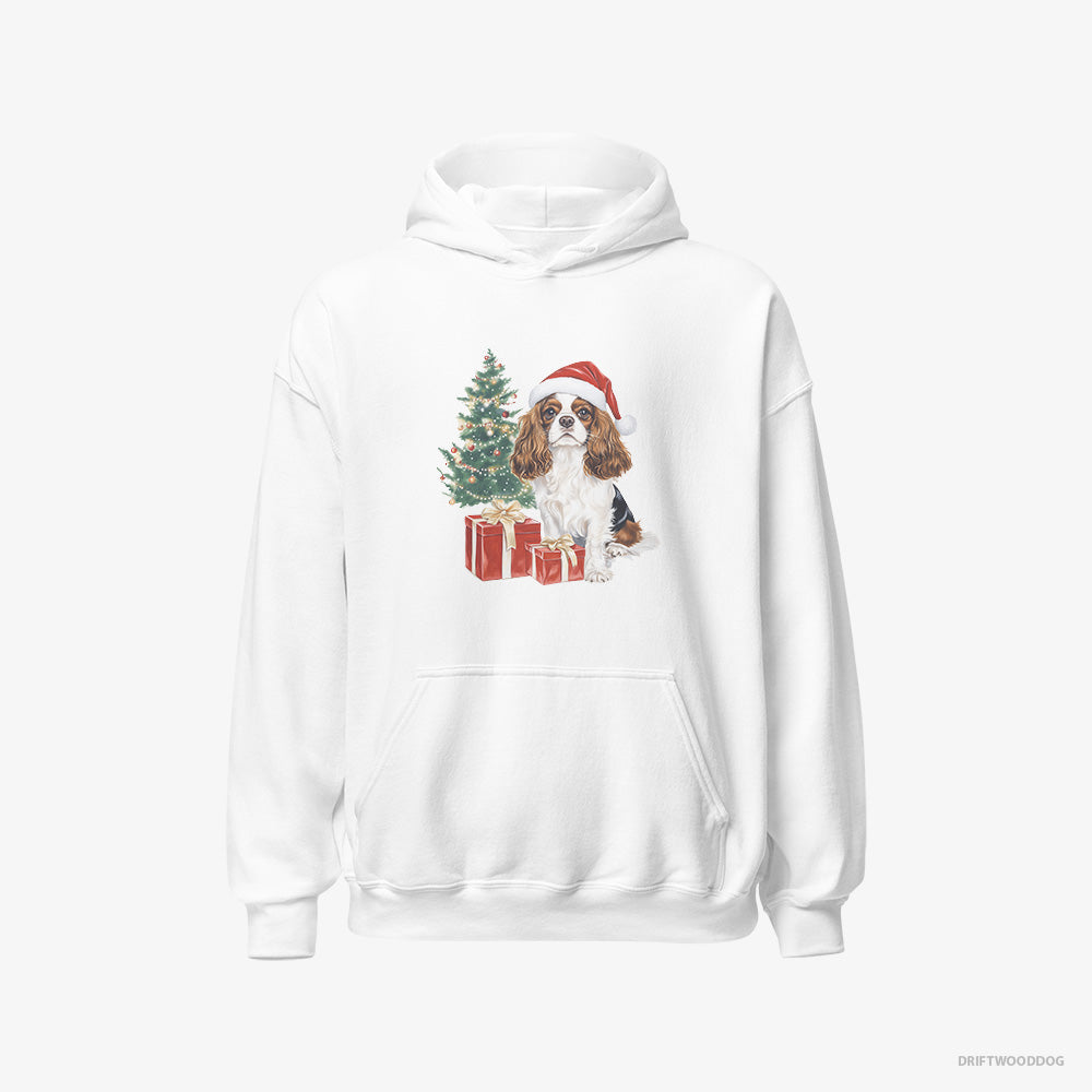 CKC Spaniel Sitting by the Christmas Tree – Women's Hoodie White – Classic