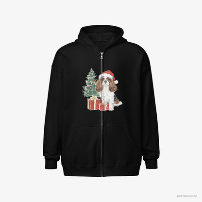 Cavalier King Charles Spaniel Sitting by the Christmas Tree Black Hoodie