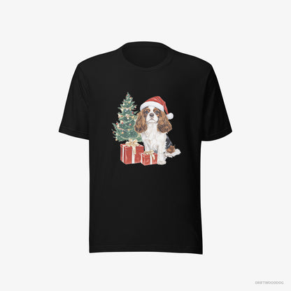 Cavalier King Charles Spaniel Sitting by the Christmas Tree Black T-Shirt