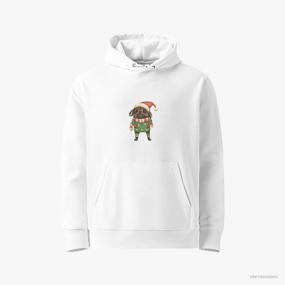 Yorkshire Terrier Hoodie – Women White Hoodie Eco-Friendly – Dressed Up as an Elf (on White Background)