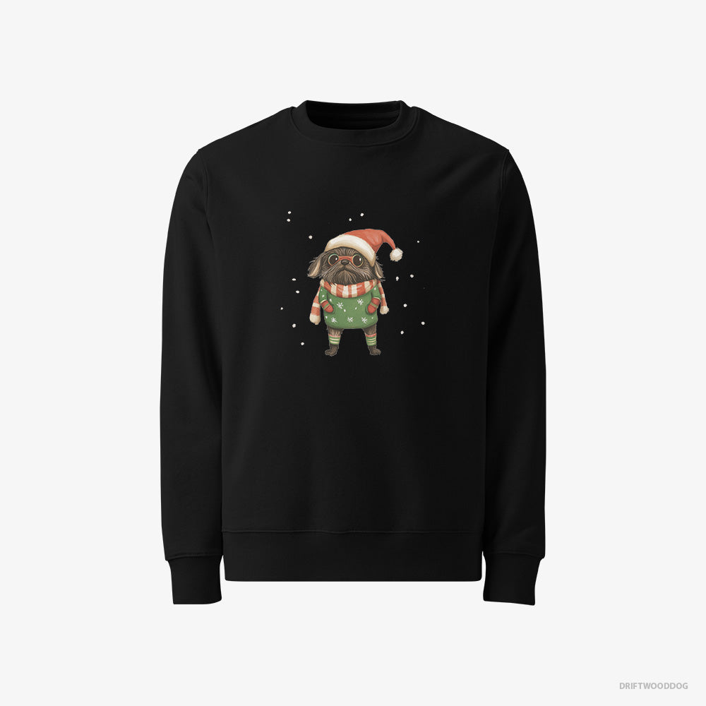 Yorkshire Terrier Sweatshirt – Men Black Sweatshirt Classic – Dressed Up as an Elf (on White Background)