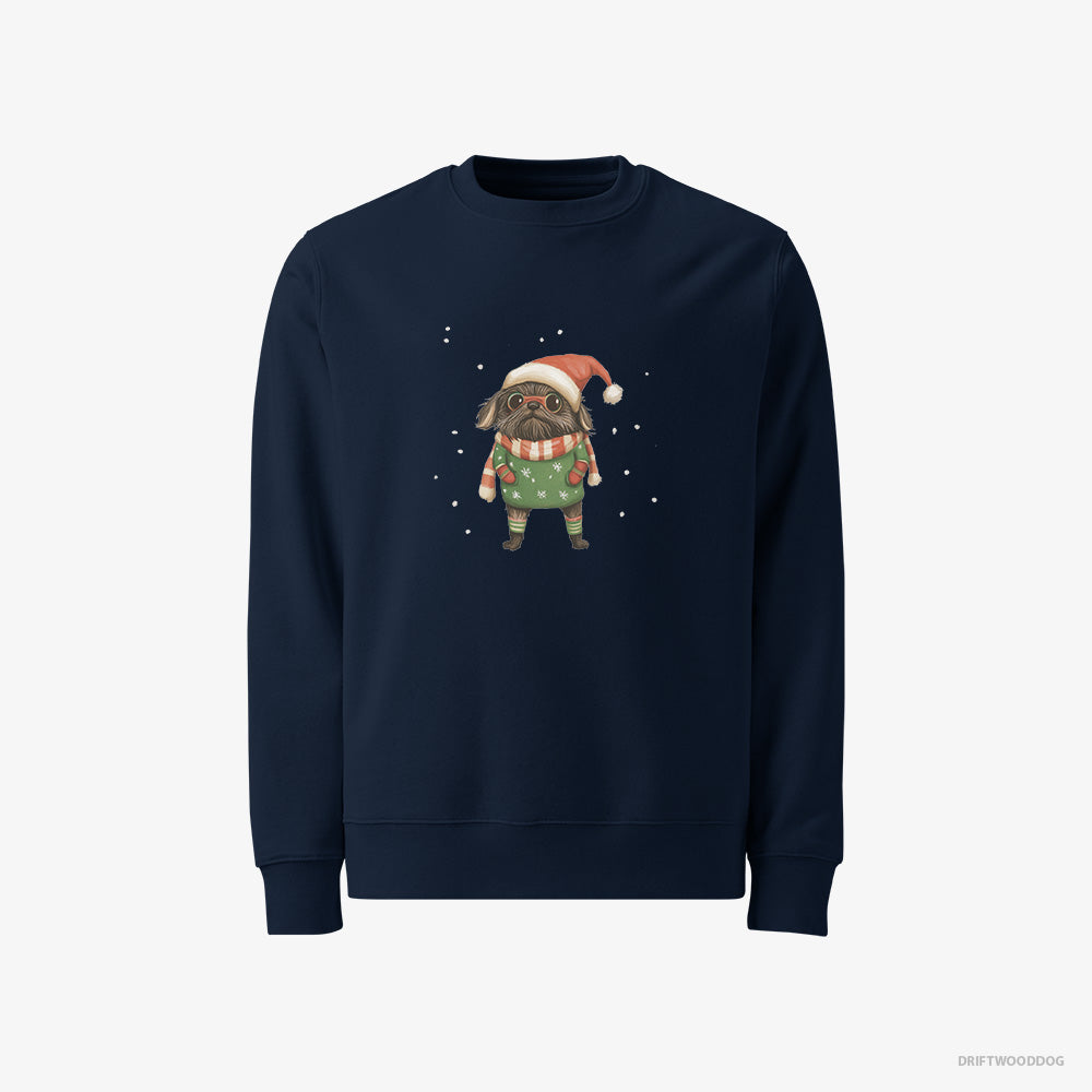 Yorkshire Terrier Sweatshirt – Men Navy Sweatshirt Classic – Dressed Up as an Elf (on White Background)