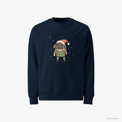 Yorkshire Terrier Sweatshirt – Men Navy Sweatshirt Classic – Dressed Up as an Elf (on White Background)