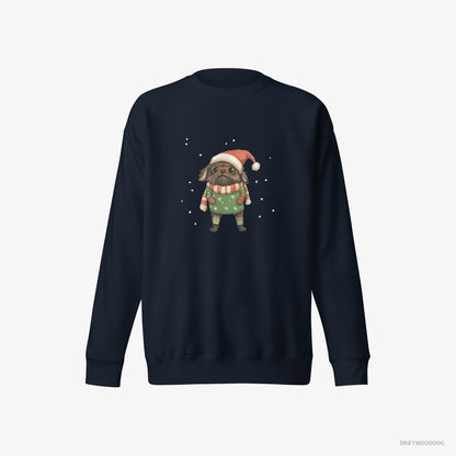 Yorkshire Terrier Sweatshirt – Women Navy Sweatshirt Eco-Friendly – Dressed Up as an Elf (on White Background)