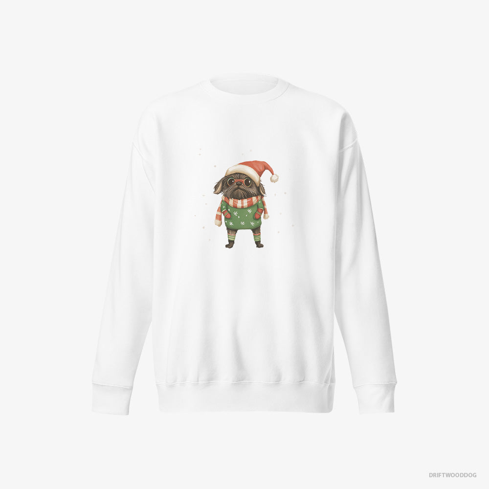 Yorkshire Terrier Sweatshirt – Women White Sweatshirt Eco-Friendly – Dressed Up as an Elf (on White Background)