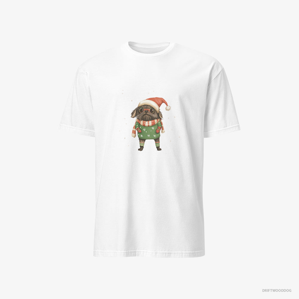 Yorkshire Terrier T-Shirt – Men White T-Shirt Classic – Dressed Up as an Elf (on White Background)