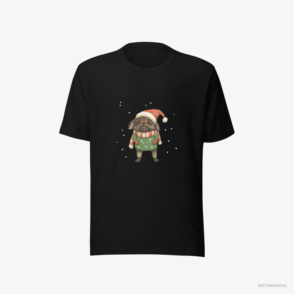 Yorkshire Terrier T-Shirt – Men Black T-Shirt Eco-Friendly – Dressed Up as an Elf (on White Background)