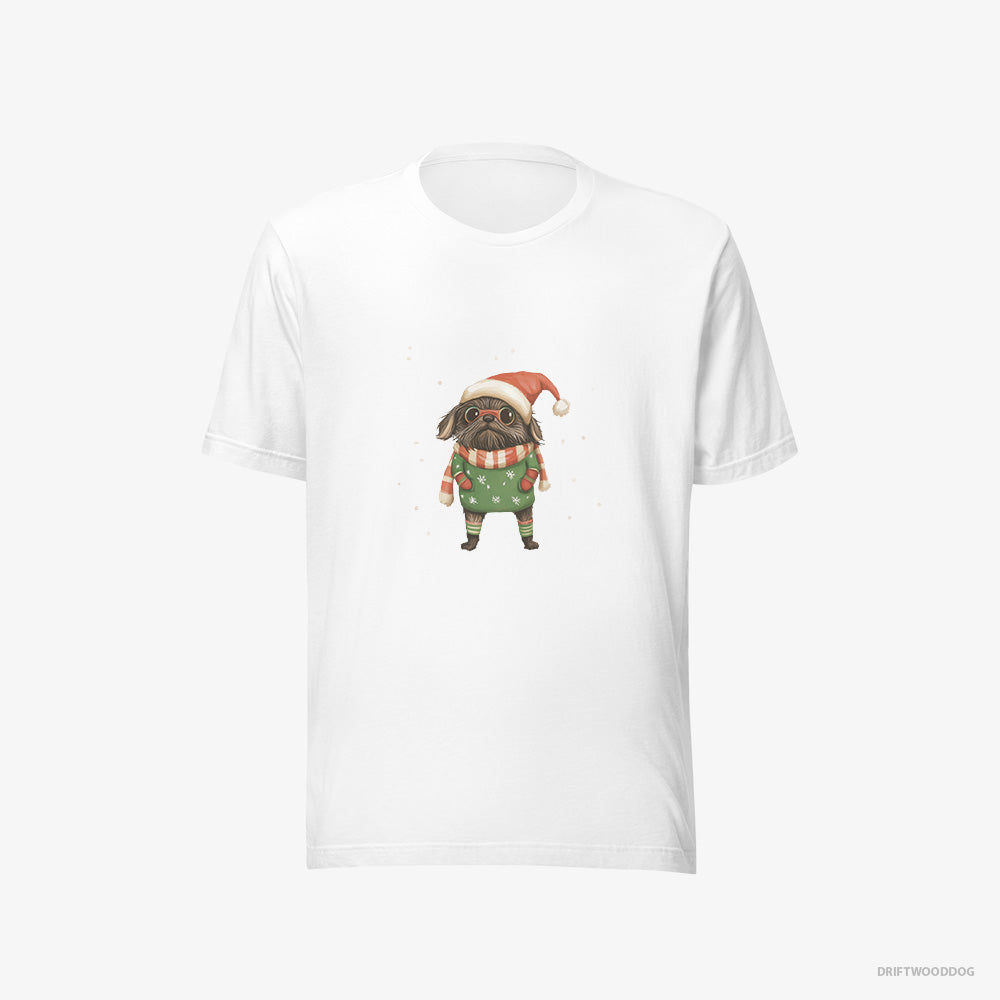 Yorkshire Terrier T-Shirt – Men White T-Shirt Eco-Friendly – Dressed Up as an Elf (on White Background)