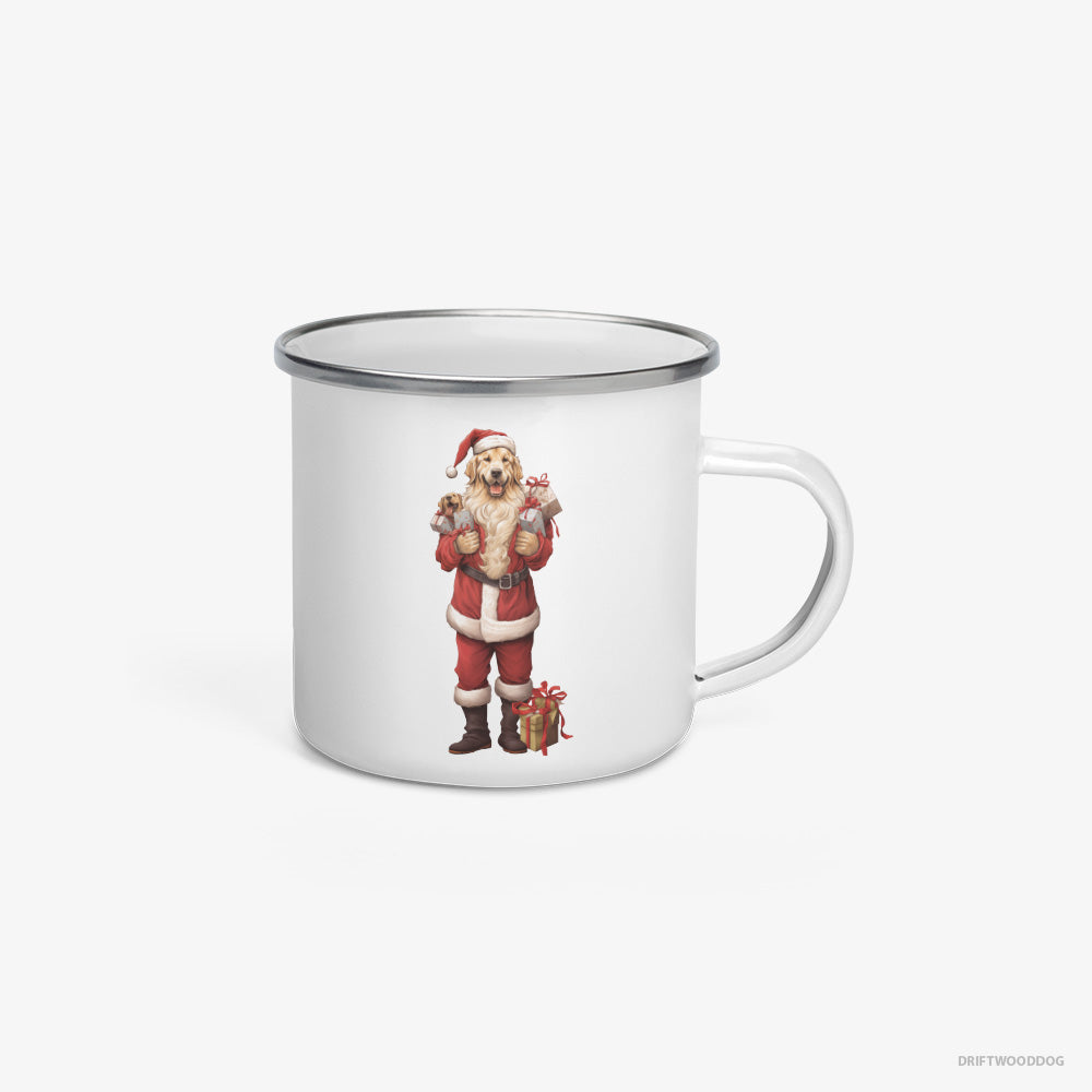 Golden Retriever All Dressed Up as Santa Enamel Mug