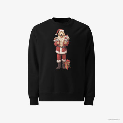 Golden Retriever Sweatshirt – Men Black Sweatshirt Classic – All Dressed Up as Santa (on White Background)