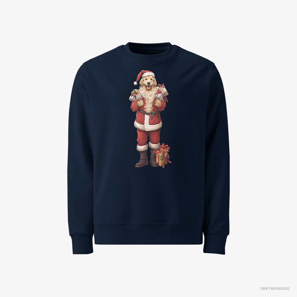 Golden Retriever Sweatshirt – Women Navy Sweatshirt Classic – All Dressed Up as Santa (on White Background)