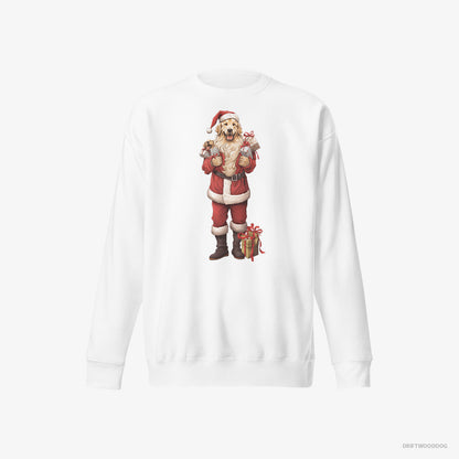 Golden Retriever All Dressed Up as Santa White Sweatshirt