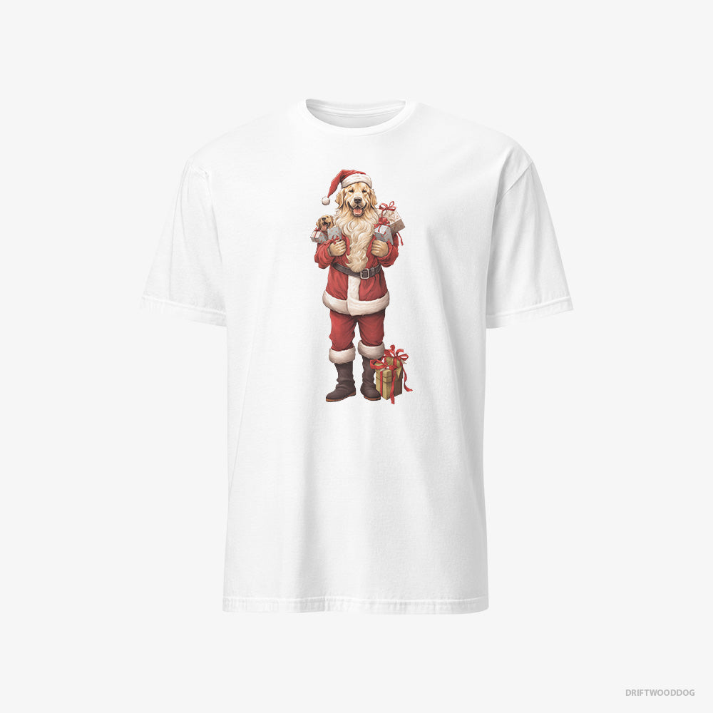 Golden Retriever T-Shirt – Men White T-Shirt Classic – All Dressed Up as Santa (on White Background)