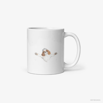 Cavalier King Charles Spaniel Rolling in the Snow White Mug