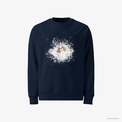 Cavalier King Charles Spaniel Rolling in the Snow Navy Sweatshirt