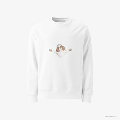 Cavalier King Charles Spaniel Rolling in the Snow White Sweatshirt