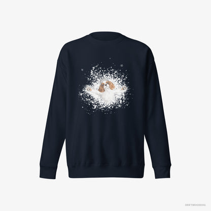 Cavalier King Charles Spaniel Rolling in the Snow Navy Sweatshirt