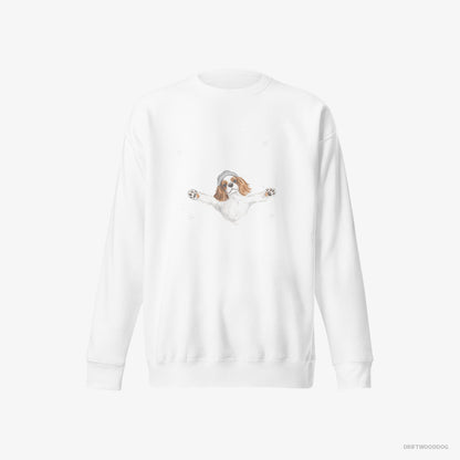 Cavalier King Charles Spaniel Rolling in the Snow White Sweatshirt