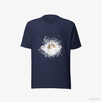 Cavalier King Charles Spaniel Rolling in the Snow Navy T-Shirt