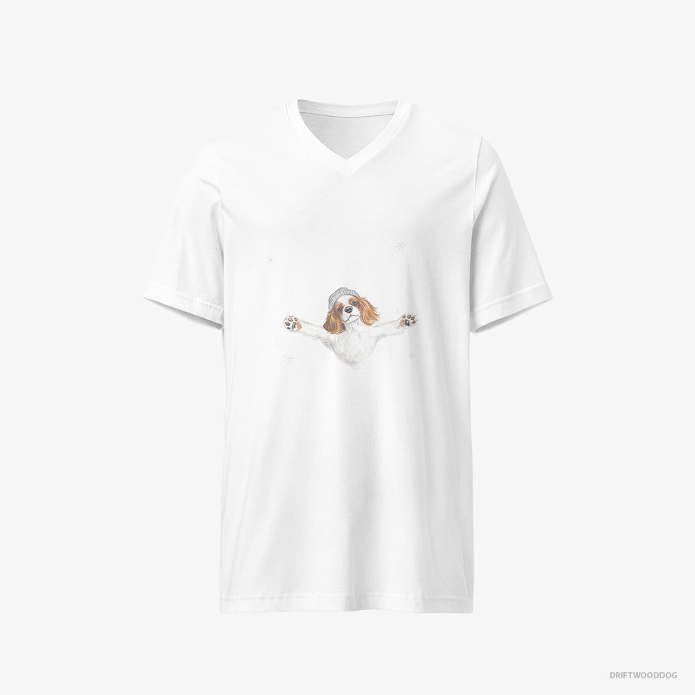 Cavalier King Charles Spaniel Rolling in the Snow V-Neck T-Shirt