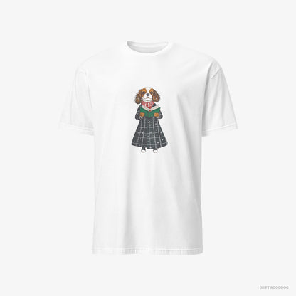 Cavalier King Charles Spaniel T-Shirt – Men White T-Shirt Classic – Singing Carols (on White Background)