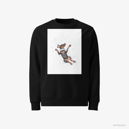 Dobermann Making a Snow Angel Black Sweatshirt