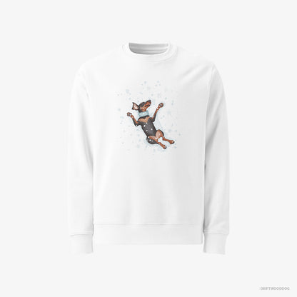 Dobermann Making a Snow Angel White Sweatshirt