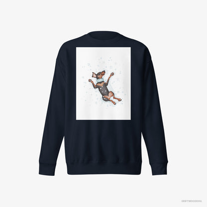 Dobermann Making a Snow Angel Navy Sweatshirt