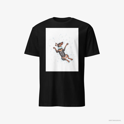 Dobermann Making a Snow Angel Black T-Shirt