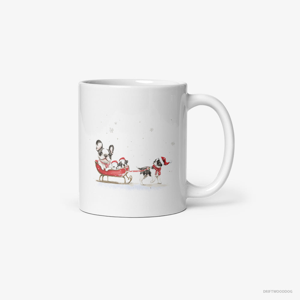 French Bulldog Going Sledding with Puppies Classic Mug