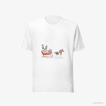 French Bulldog Going Sledding with Puppies White T-Shirt