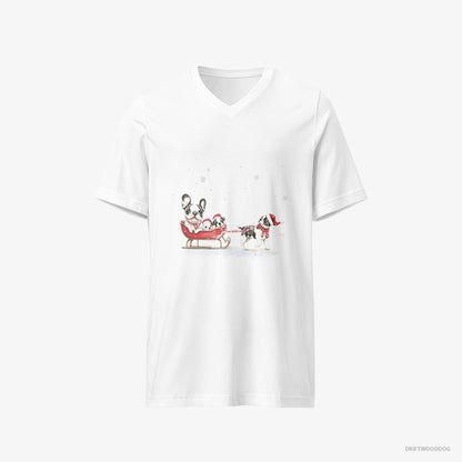 French Bulldog Going Sledding with Puppies White T-Shirt