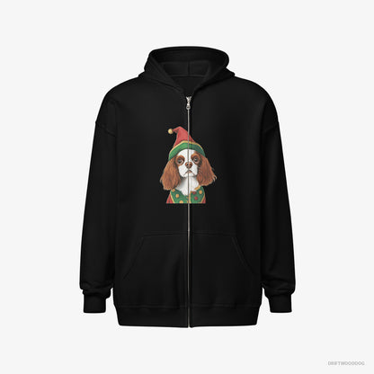 Cavalier King Charles Spaniel as a Jolly Elf Black Hoodie