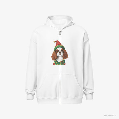 Cavalier King Charles Spaniel as a Jolly Elf White Hoodie