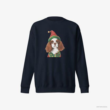 Cavalier King Charles Spaniel as a Jolly Elf Navy Sweatshirt