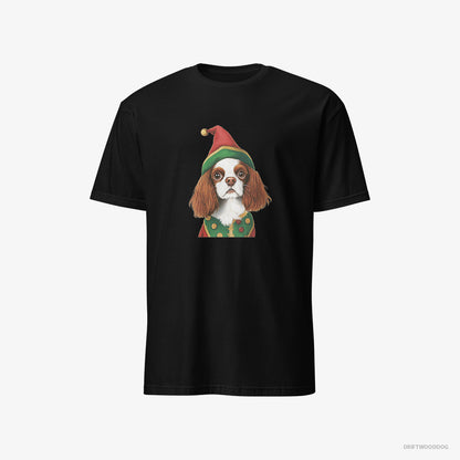 Cavalier King Charles Spaniel as a Jolly Elf Black T-Shirt