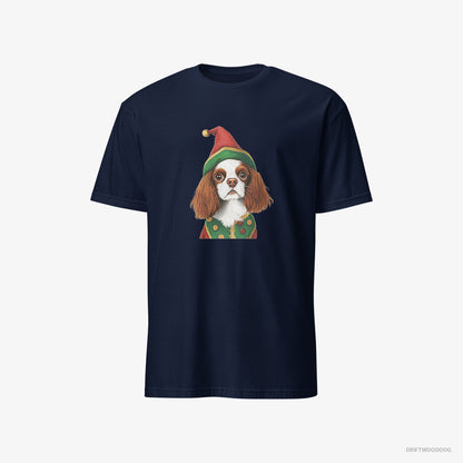 Cavalier King Charles Spaniel as a Jolly Elf Navy T-Shirt