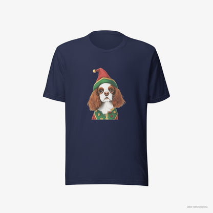 Cavalier King Charles Spaniel as a Jolly Elf Navy T-Shirt