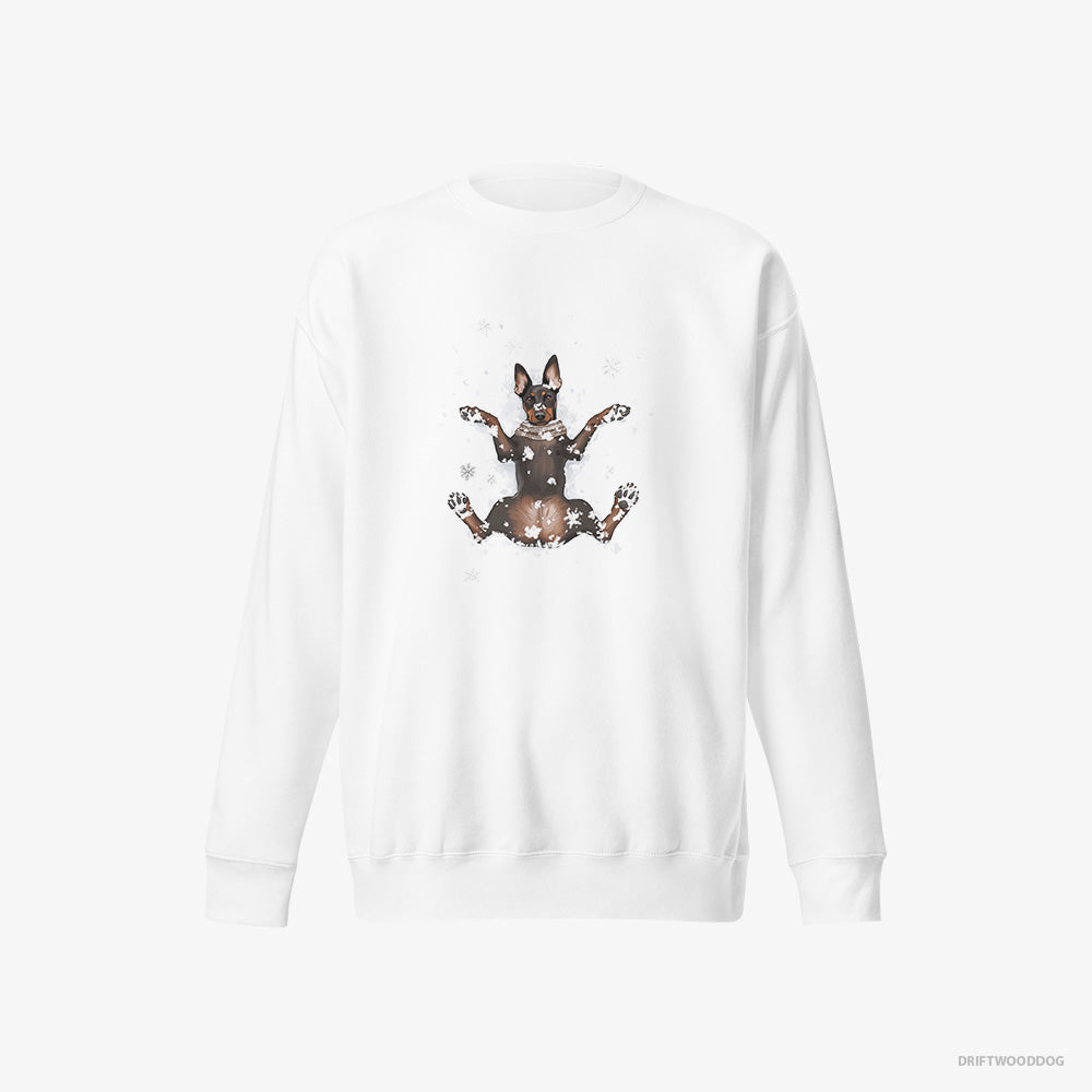 Small Dobermann Lying in the Snow – Men's Sweatshirt White Eco – Eco-Friendly